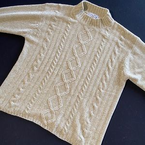 Vintage Velvet Knit Oatmeal Mockneck Sweater